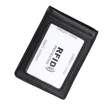 Кожаный мини кошелек зажим для купюр А03-КТ-10247 Черный