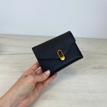 Шкіряний гаманець клапан конверт на кнопці С101-КТ-10279 Чорний