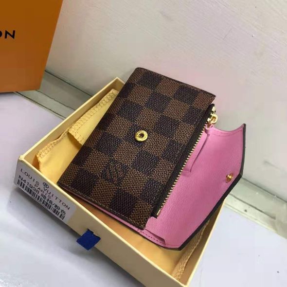 Міні гаманець люкс Луї Віттон + коробочка / забарвлення квадрат Рожевий