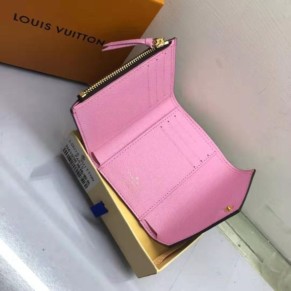 Мини кошелек люкс Луи Виттон + коробочка / расцветка квадрат Розовый