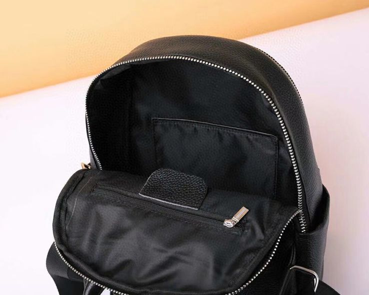 Шкіряний міський рюкзак середнього розміру на 2 відділення С101-КТ-2877 Чорний