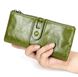 Великий шкіряний гаманець два відділення на блискавці 3520-А03-КТ-10227 Зелений