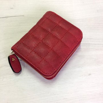 Квадратний міні гаманець зі стьобаної структурою 0830 Червоний