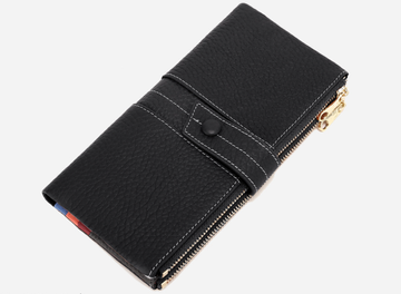 Великий шкіряний гаманець портмоне печворк всередині КТ-10284 Чорний