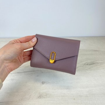 Шкіряний гаманець клапан конверт на кнопці С101-КТ-10279 Фіолетовий