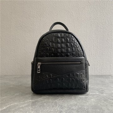 Кожаный стильный рюкзак со вставками кожи фактура крокодил С02-КТ-2842 Черный