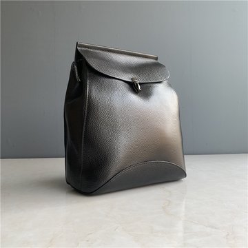 Шкіряний стильний рюкзак із клапаном на застібці С49-КТ-2895 Чорний