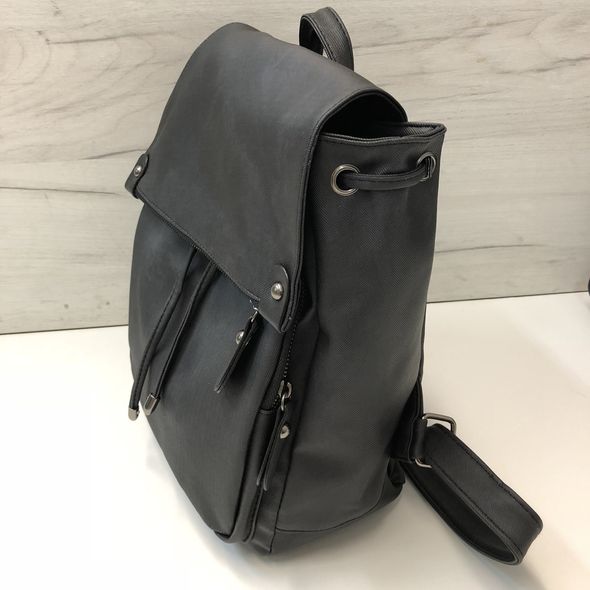 Текстильный рюкзак из водоотталкивающей ткани с клапаном на завязке 0555 Черный