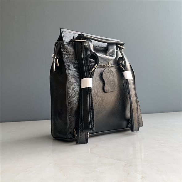 Шкіряний стильний рюкзак із клапаном на застібці С49-КТ-2895 Чорний