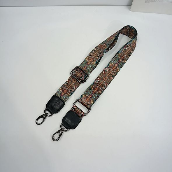 Ремінь для сумки, широкий текстильний ремінець на плече 1004-1 Чорний з білим візерунком