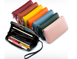 Великий шкіряний гаманець портмоне з ремінцем срібляста фурнітура А15-КТ-10233 Рожевий