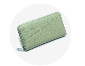 Великий шкіряний гаманець на блискавці з кишенею спереду А15-КТ-10261 Зелений