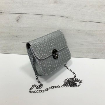 Міні-сумка плетений структура на ланцюжку 0140 Сріблястий