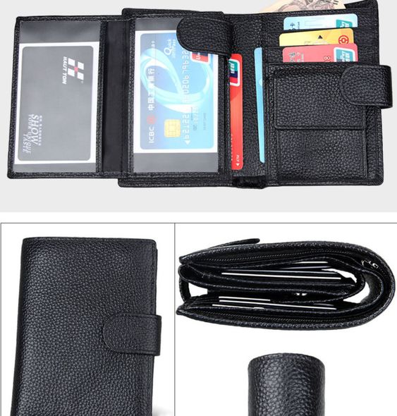 Кожаный мужской кошелек застежка-клапан пузырчатая фактура А03-КТ-10213-П Черный