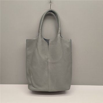 Большая кожаная сумка шоппер с косметичкой в комплекте с102-3072 Серая