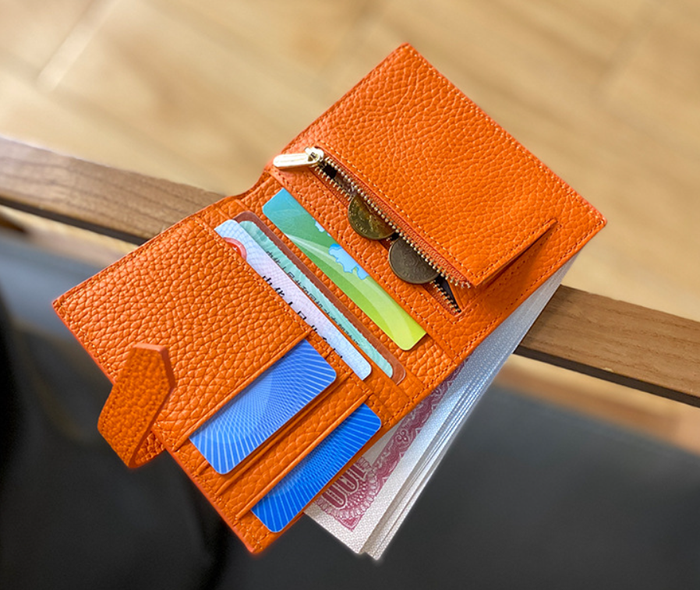 Міні шкіряний гаманець з клапаном 6906-КТ-10305, Помаранчевий