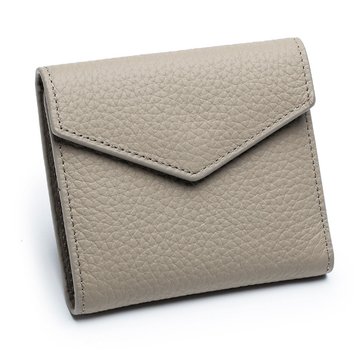 Маленький шкіряний гаманець книжка з клапаном конверт А15-КТ-10228 Бежевий