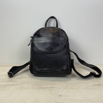 Шкіряний невеликий рюкзак з клапаном на одне відділення С05-КТ-2894 Чорний