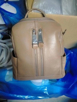 Кожаный рюкзак 2 молнии спереди + широкий ремешок С40-КТ-2870 Бежевый