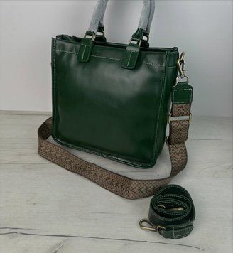 Жіноча сумка із гладкої шкіри Lanvera с102-4449 Зелена