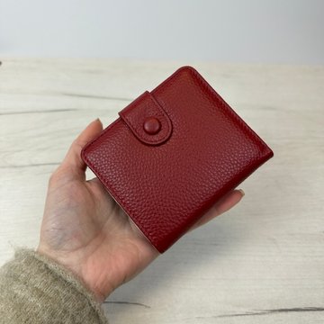 Шкіряний міні гаманець на кнопці КТ-10313 Червоний