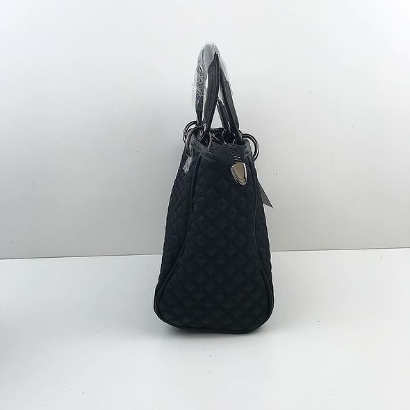 Текстильна сумка в стилі Леді зі шкіряною окантовкою С45-КТ-244 Чорна