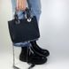 Текстильная сумка в стиле Леди с кожаной окантовкой С45-КТ-244 Черная