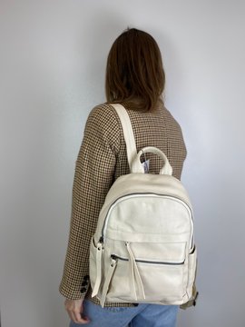Шкіряний рюкзак два кармани спереду С101-КТ-2809 Білий
