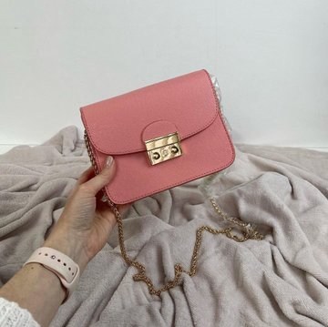 Стильная сумка клатч на цепочке в стиле фурла 0154 Розовый