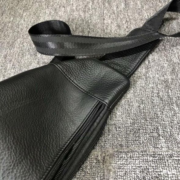Кожаная мужская сумка через плечо мягкая фактура С21-КТ-4006 Черная