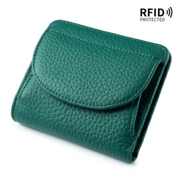 Міні шкіряний гаманець складаний з відділом для дрібниці А15-КТ-10263 Зелений