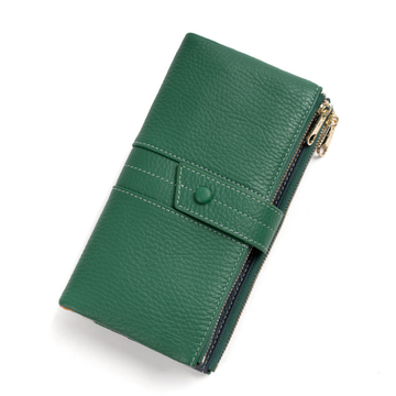 Великий шкіряний гаманець портмоне печворк всередині КТ-10284 Зелений