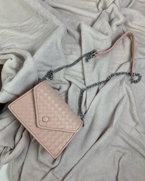 Женская сумка плетенная структура клапан конверт А05-1812 Розовая