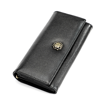 Великий шкіряний гаманець на кнопці 3512-А03-КТ-10316 Чорний