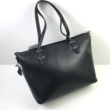 Большая кожаная женская сумка шоппер объёмная С101-КТ-318 Черная