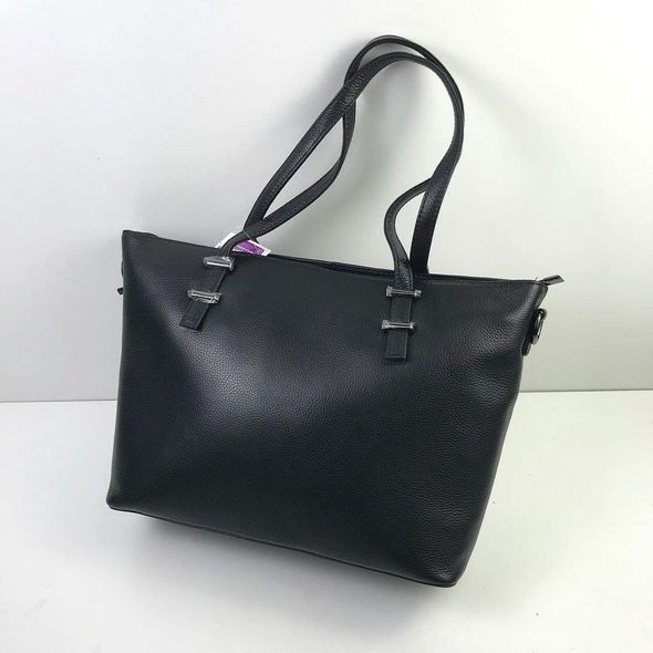 Велика шкіряна сумка жіноча шоппер об'ємна С101-КТ-318 Чорна