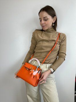Сумка с клапаном 22см золотая фурнитура С60-800-22 Оранжевая