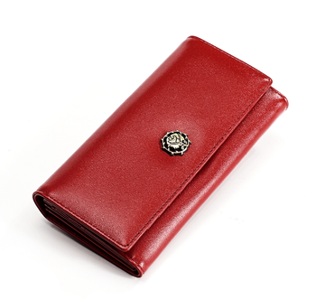 Великий шкіряний гаманець на кнопці 3512-А03-КТ-10316 Червоний