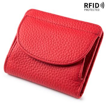 Міні шкіряний гаманець складаний з відділом для дрібниці А15-КТ-10263 Червоний
