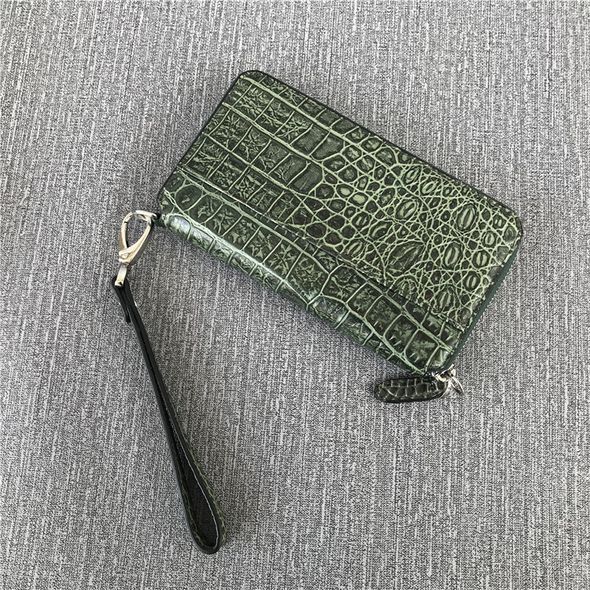 Великий шкіряний гаманець на блискавці фактура крокодил С37-КТ-10265 Чорний