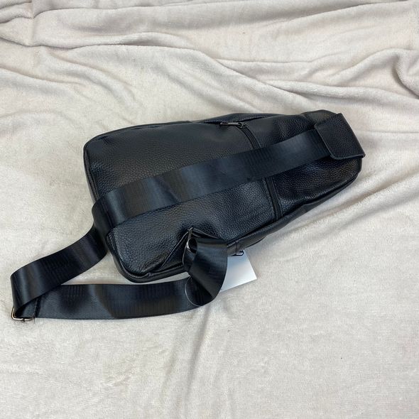 Шкіряна чоловіча сумка через плече кросс-боді з кишенями С05-КТ-4007 Чорна