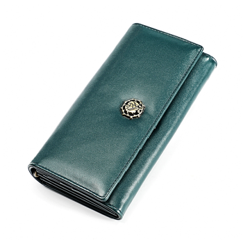 Великий шкіряний гаманець на кнопці 3512-А03-КТ-10316 Синій