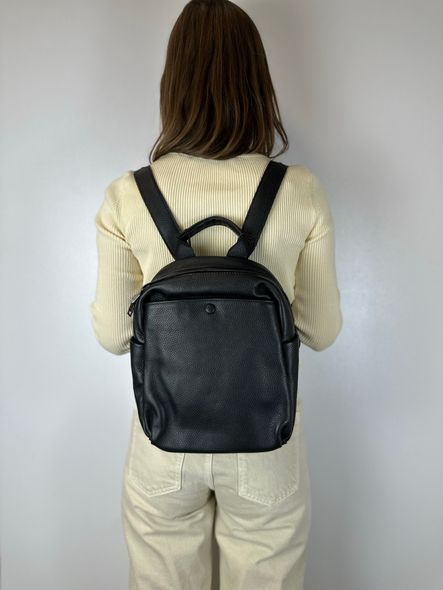 Шкіряний рюкзак з великим карманом спереду на кнопці с101-КТ-2823 Ізумрудний
