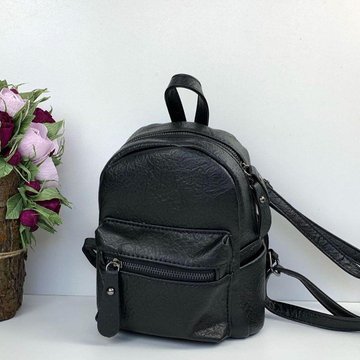 Міні стильний рюкзак неоднорідна фактура 0559 Чорний