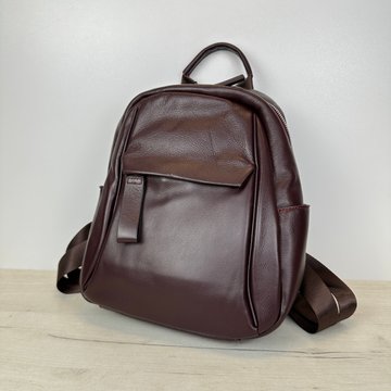 Кожаный рюкзак гладкая фактура с карманом спереди С02-КТ-2832 Бордовый