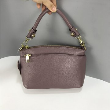 Кожаная сумка с тремя отделами на молнии С39-КТ-841 Фиолетовый