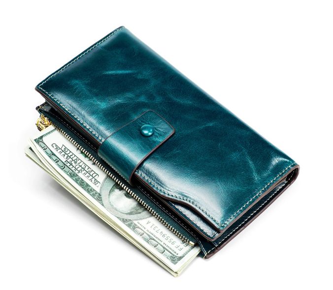 Великий шкіряний гаманець портмоне багато відділів А03-КТ-10221 Синій