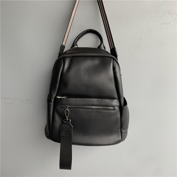 Кожаный рюкзак карман спереди + широкий ремешок С04-КТ-2860 Черный