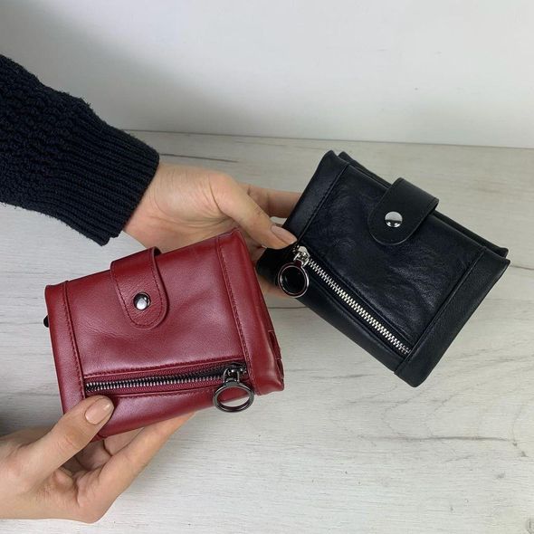 Шкіряний невеликий гаманець застібка на блискавці спереду А03-КТ-10223 Червоний