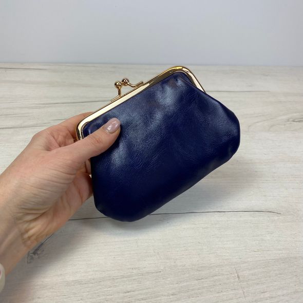 Маленький шкіряний гаманець ридикюль гладкий мішечок А15-КТ-10267 Синій